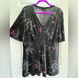 Torrid black and purple floral peplum blouse